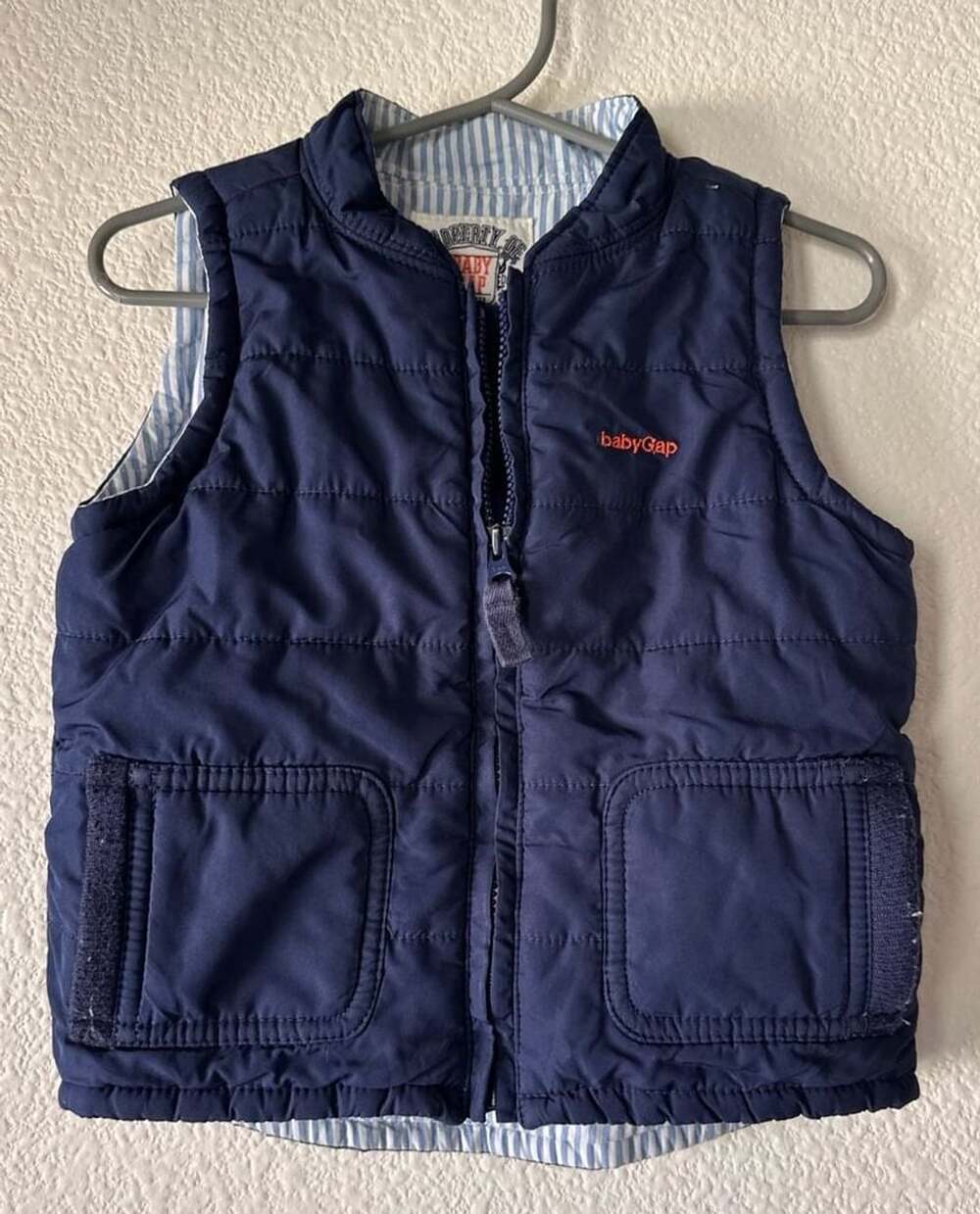 Baby Gap Reversible Puffer Vest Size 12-18 Months Navy Blue
